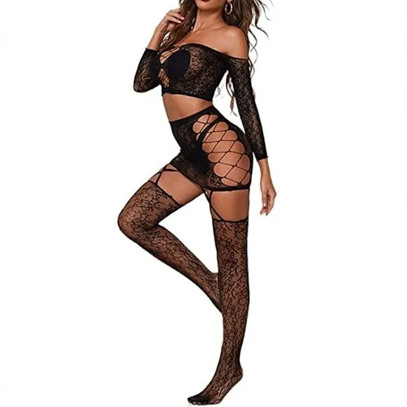 FISHNET Body Stockings Mesh Lingerie Bodysuit Body Soft BDSM Bondage Cosplay NWT