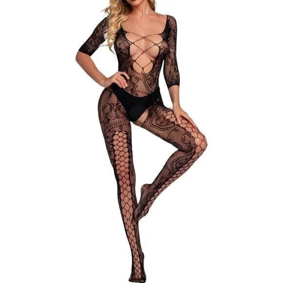 FISHNET Body Stockings Mesh Lingerie Bodysuit Body Soft BDSM Bondage Cosplay NWT