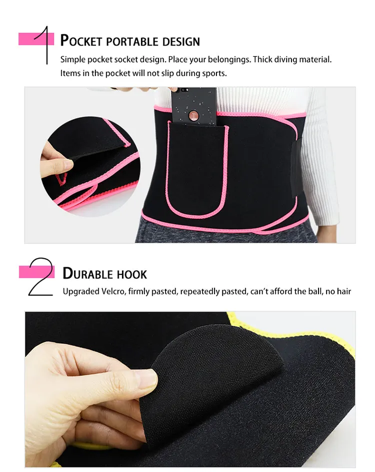 Fitness Waist Slimming Sports Neoprene Waist Support Belt with Phone Pocket