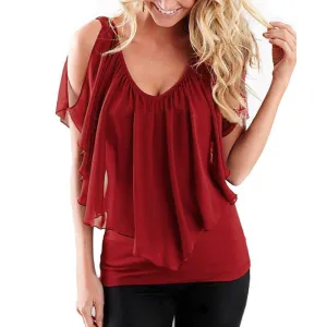 Flirty Off Shoulder Chiffon Blouse