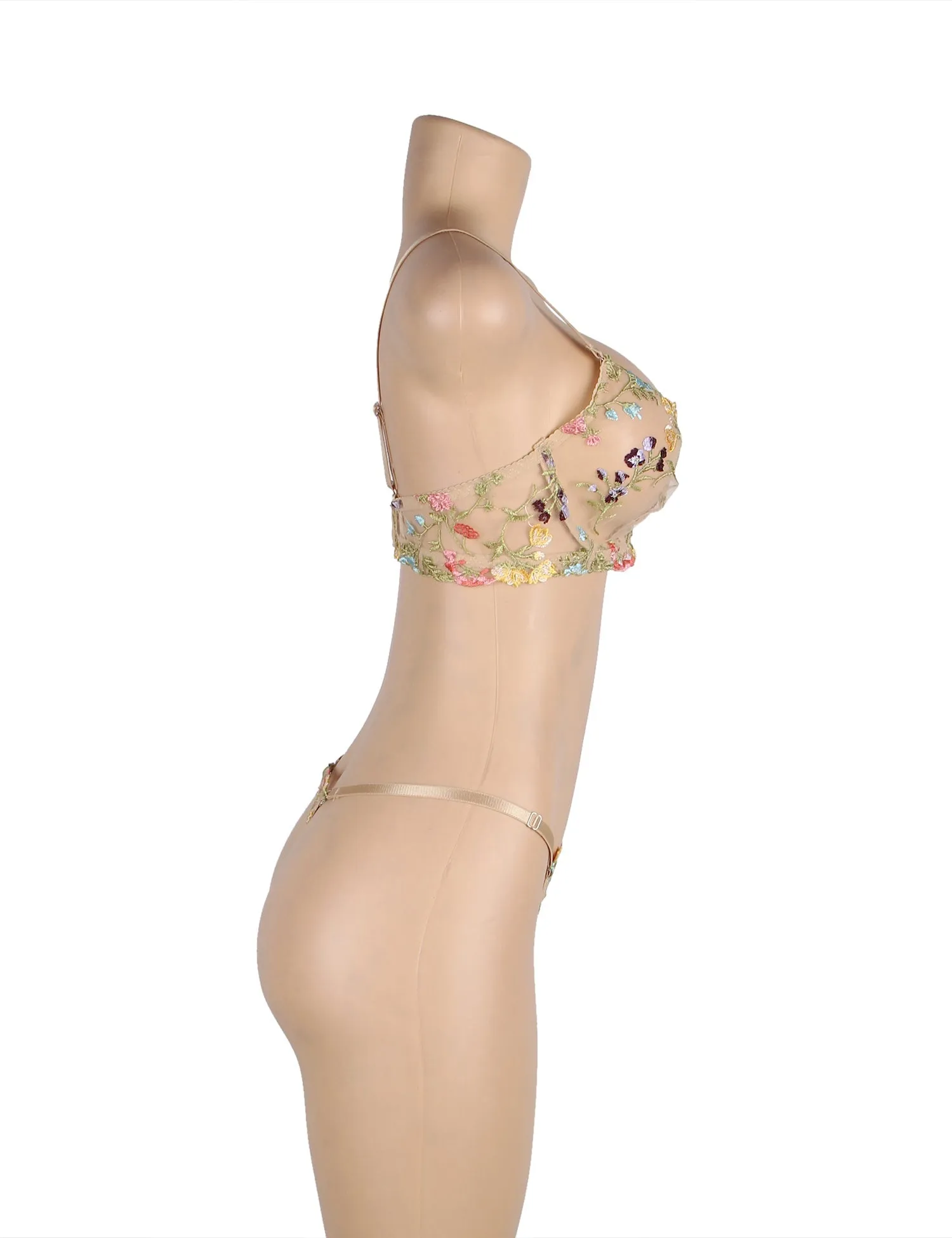 Floral Embroidery Underwire Lingerie Set