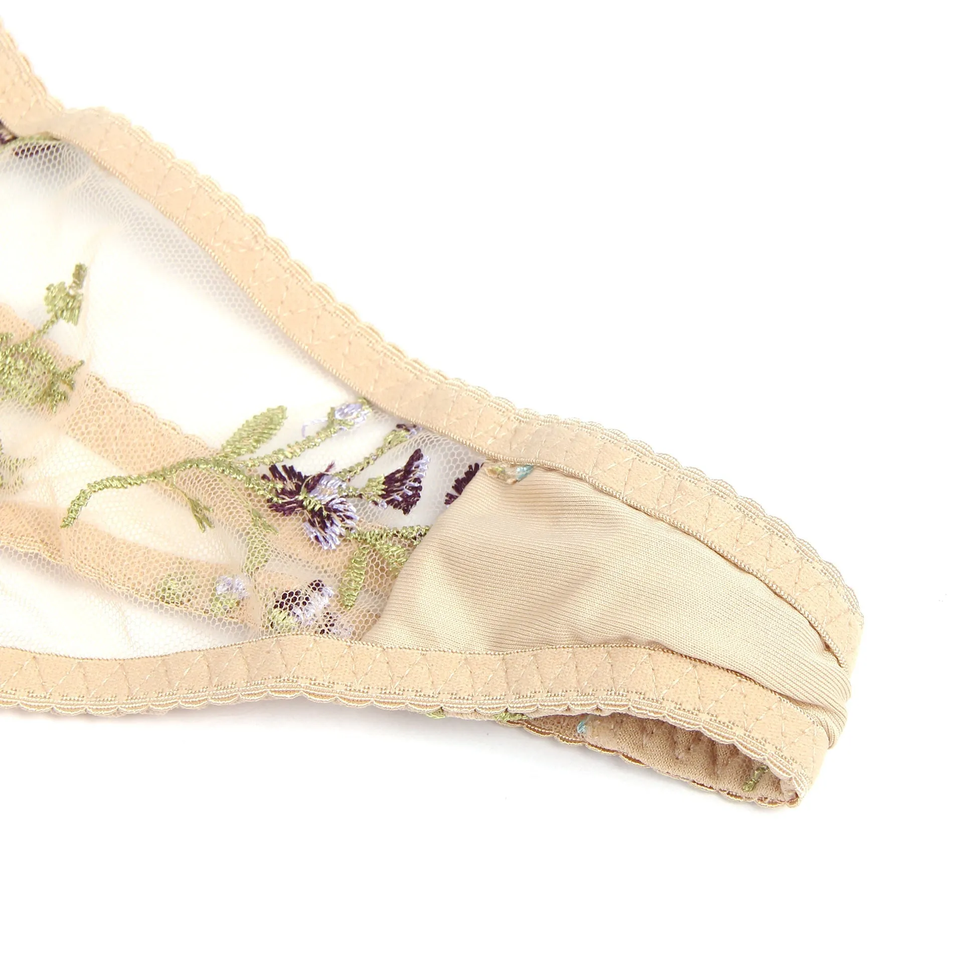 Floral Embroidery Underwire Lingerie Set