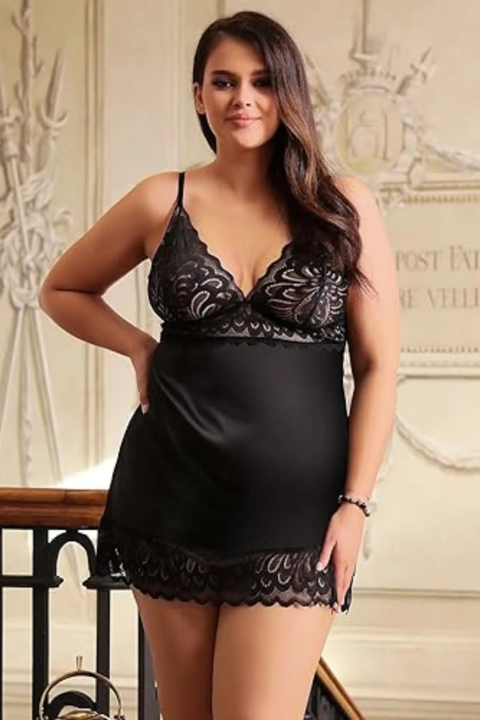 Floral lace Silk nightgown lingerie