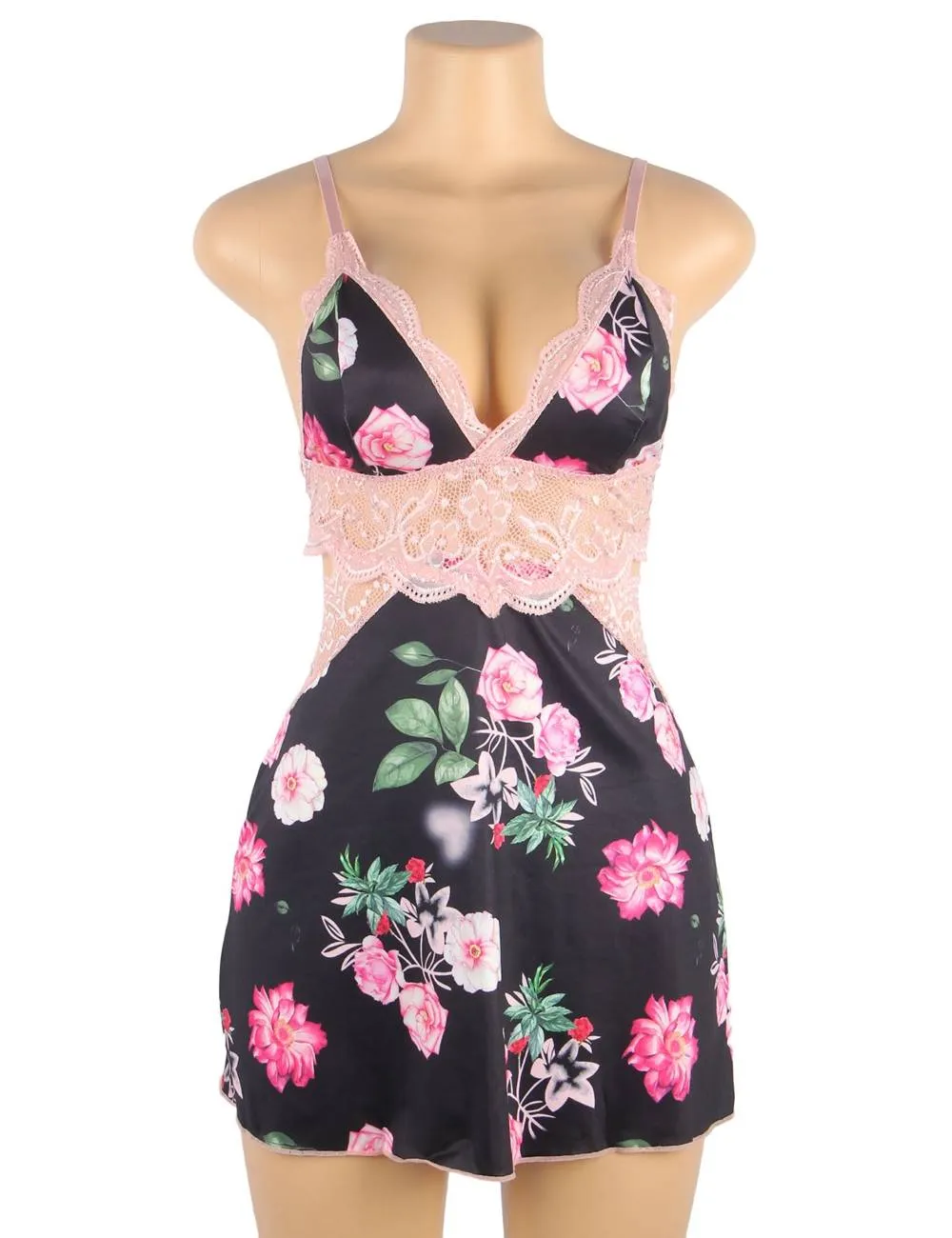 Floral Print Lace-up Babydoll Egypt Without Underwire