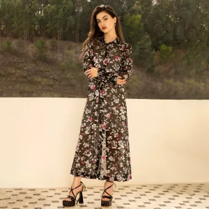 Floral silk burnt shirt Dress