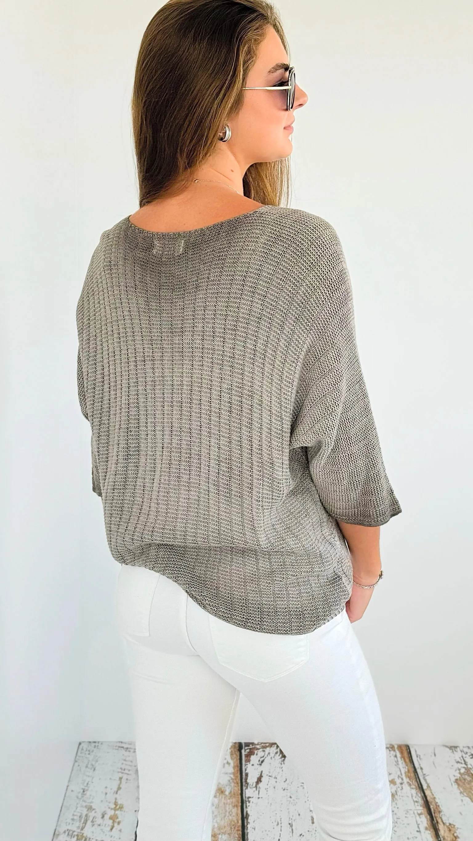 Foil Detailed Mesh Italian Knit