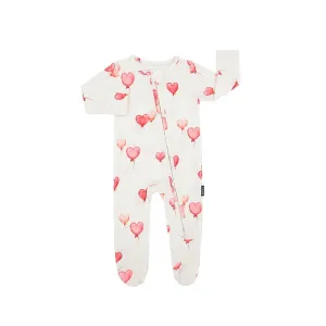 Footed Zipper Sleeper - Heart Balloons