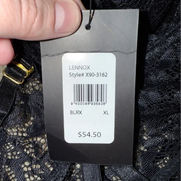 Frederick's of Hollywood Lennox Black Lace  Strappy Thong Bodysuit Sz XL NEW
