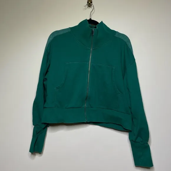 Free People High Jump Zip Up in Heritage Green