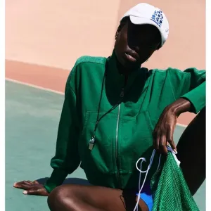 Free People High Jump Zip Up in Heritage Green