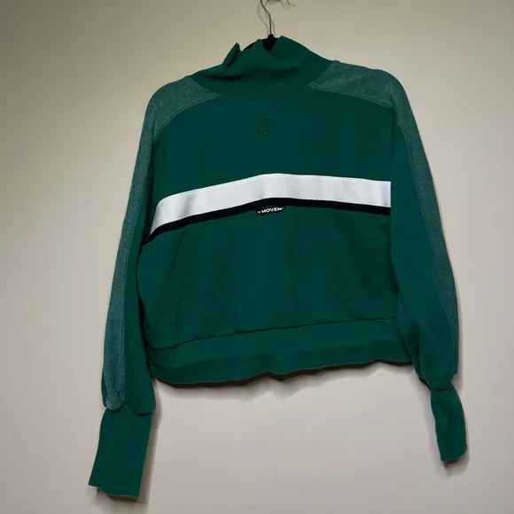 Free People High Jump Zip Up in Heritage Green