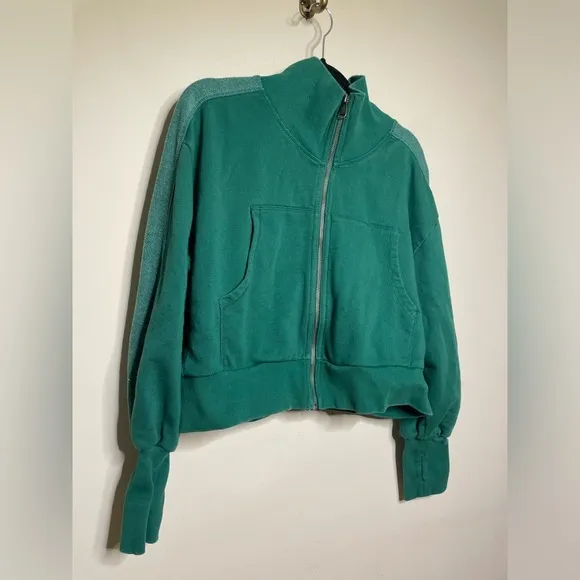 Free People High Jump Zip Up in Heritage Green