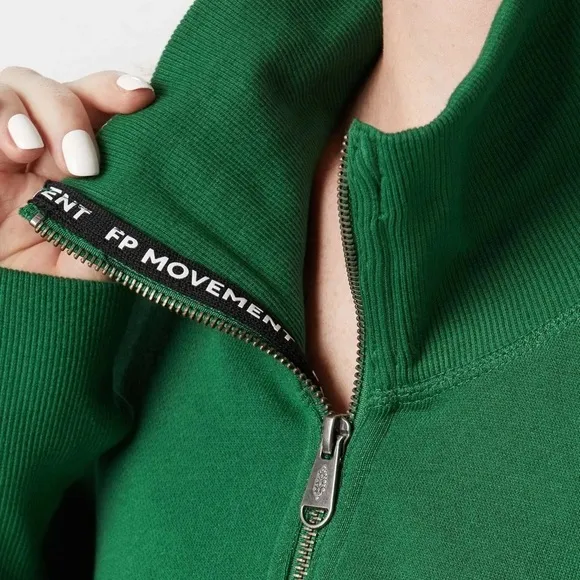 Free People High Jump Zip Up in Heritage Green