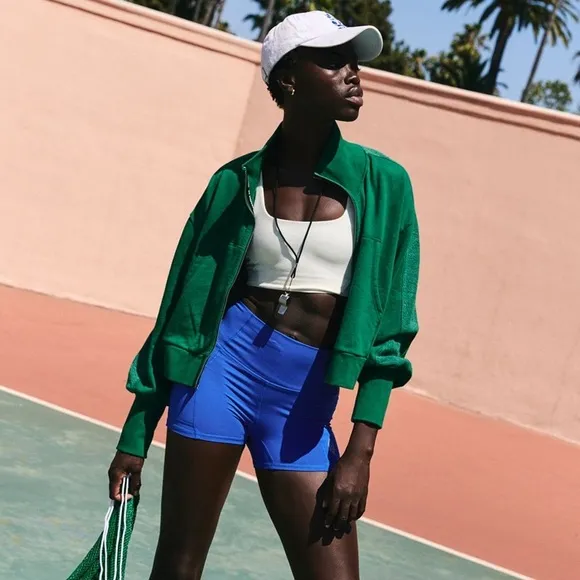Free People High Jump Zip Up in Heritage Green