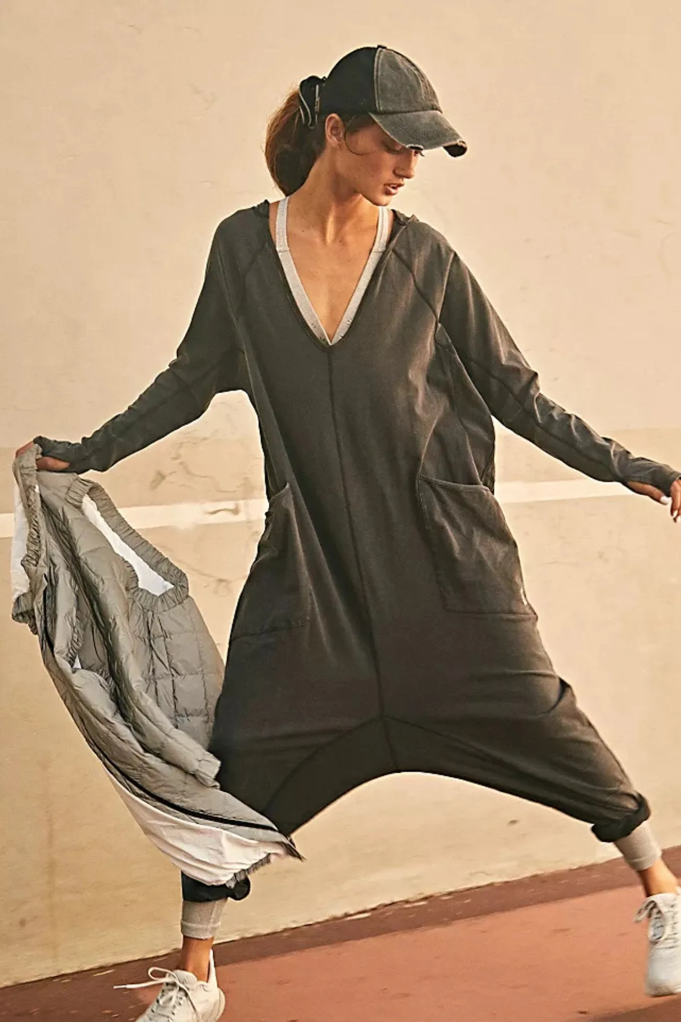 Free People: Hot Shot Long Sleeve Onsie in Black