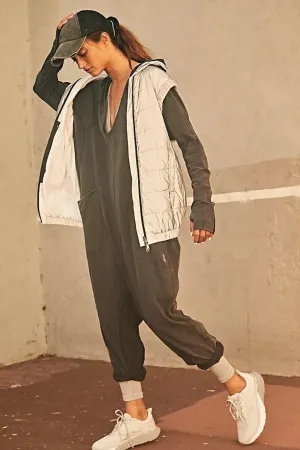 Free People: Hot Shot Long Sleeve Onsie in Black