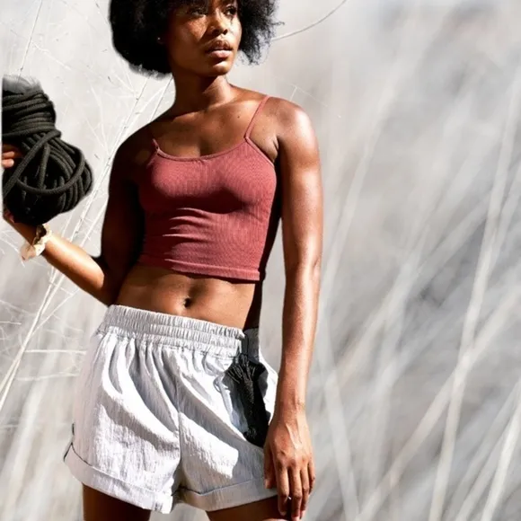 FREE PEOPLE Olympia Wide Waistband Rolled Hem Active Lightweight Shorts NWT/MD