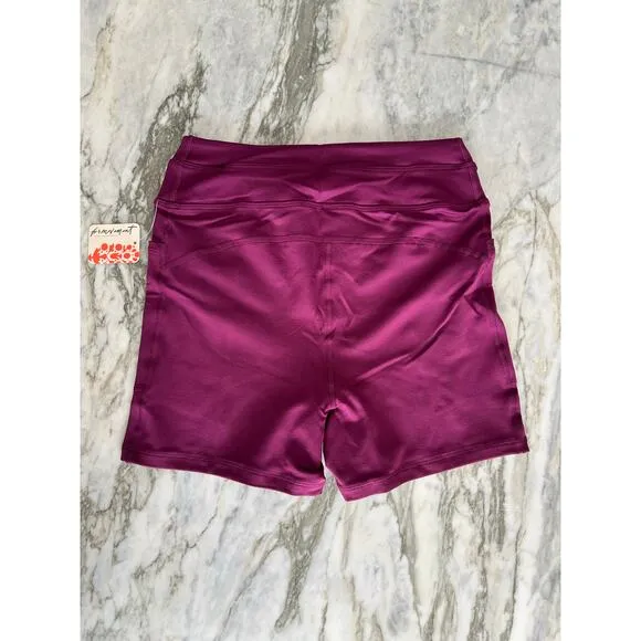 FREE PEOPLE Womens Pocket High Waisted Odessa Bike Shorts in Açaí Purple Size S