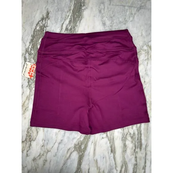 FREE PEOPLE Womens Pocket High Waisted Odessa Bike Shorts in Açaí Purple Size S