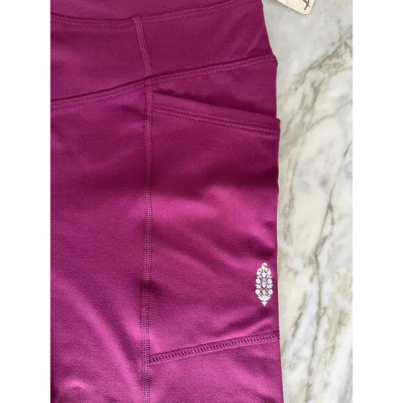 FREE PEOPLE Womens Pocket High Waisted Odessa Bike Shorts in Açaí Purple Size S