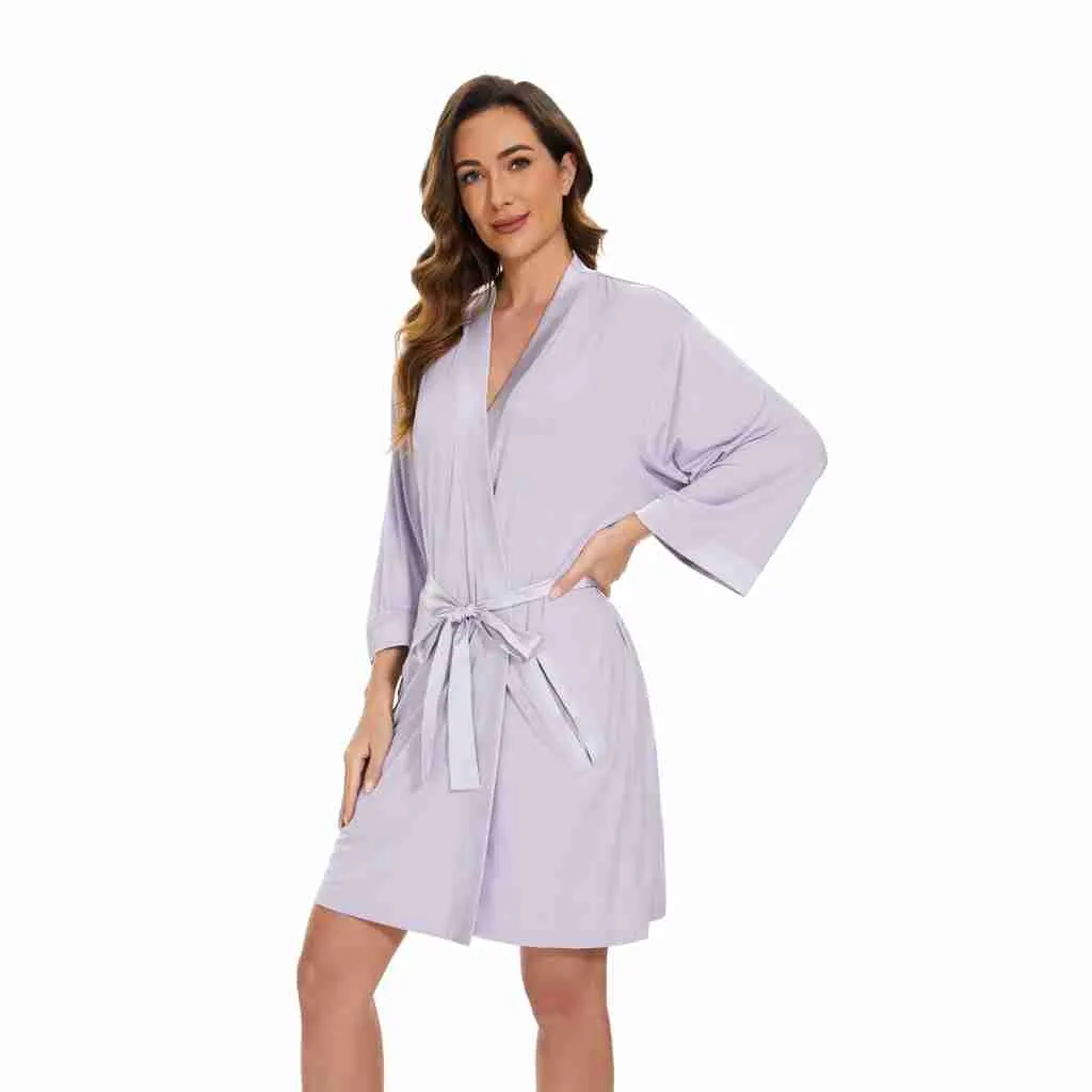 French Blue Bamboo Robe
