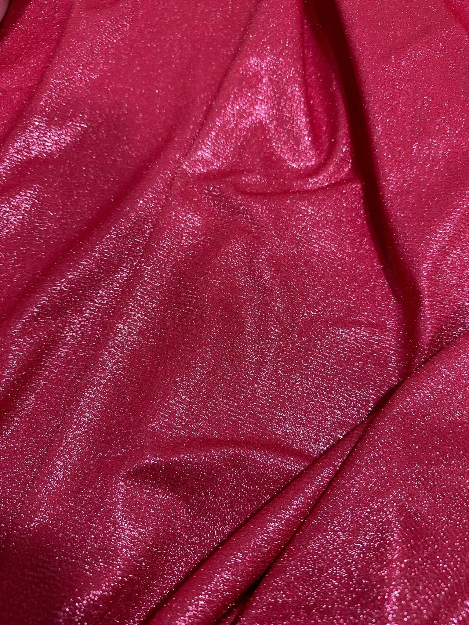 Fuchsia Glitter Lurex Fabric - 4-Way Stretch Barbie Color