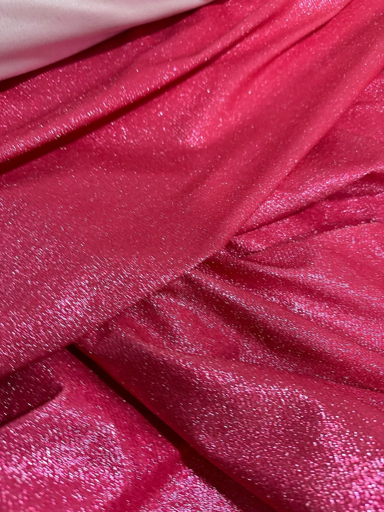Fuchsia Glitter Lurex Fabric - 4-Way Stretch Barbie Color