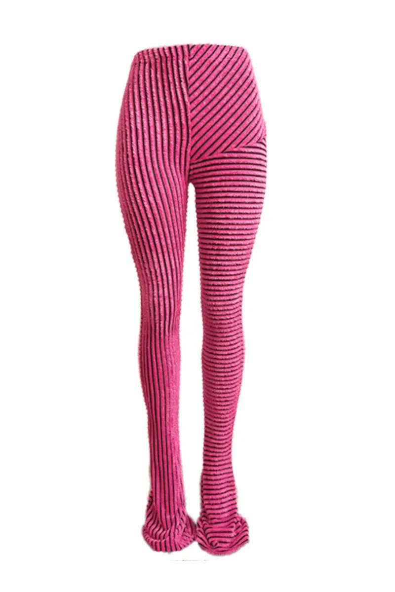 FUZZY STRIPED SLIP-ON WHITE | PANTS (S-XXL)