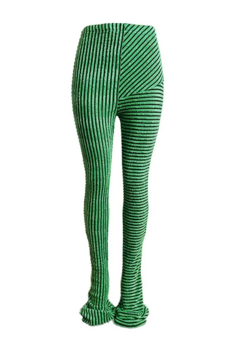 FUZZY STRIPED SLIP-ON WHITE | PANTS (S-XXL)