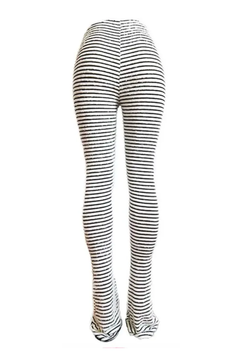FUZZY STRIPED SLIP-ON WHITE | PANTS (S-XXL)