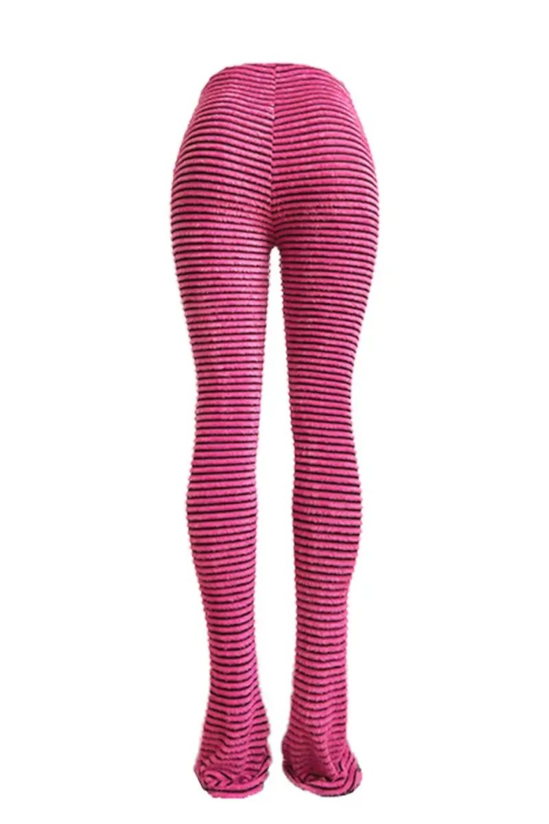FUZZY STRIPED SLIP-ON WHITE | PANTS (S-XXL)