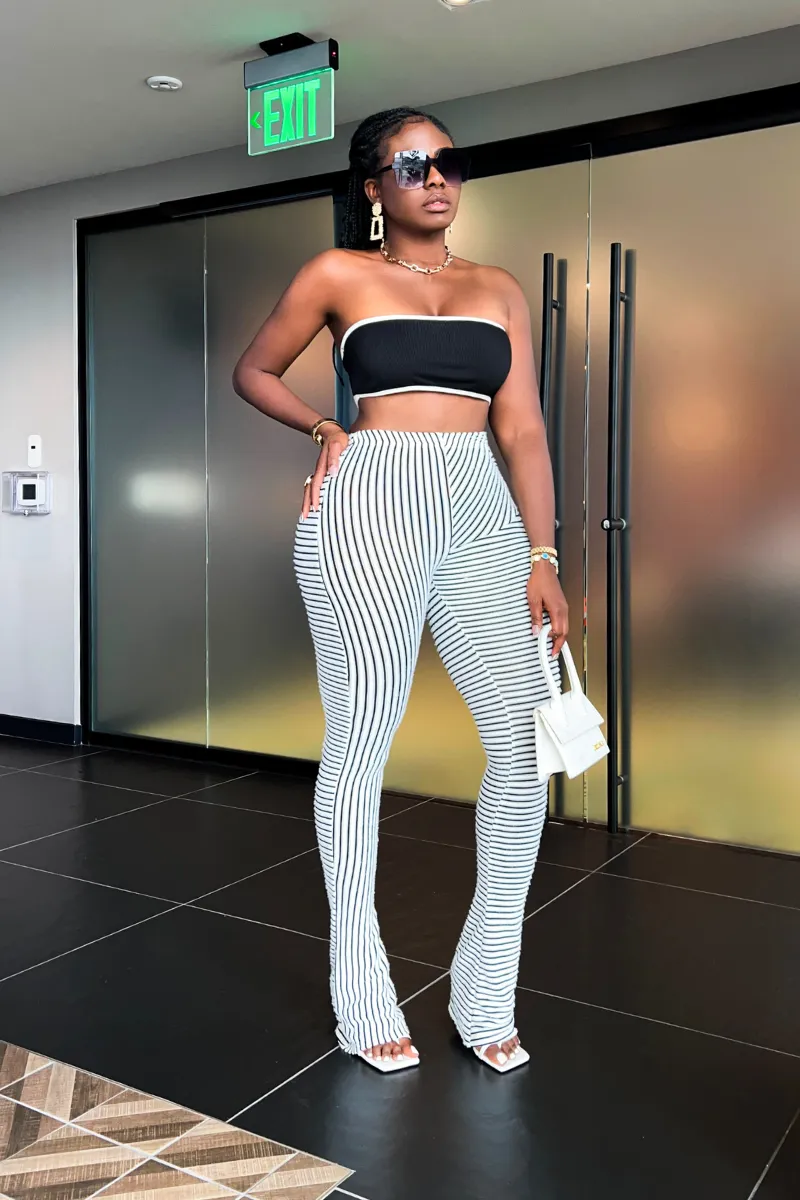 FUZZY STRIPED SLIP-ON WHITE | PANTS (S-XXL)