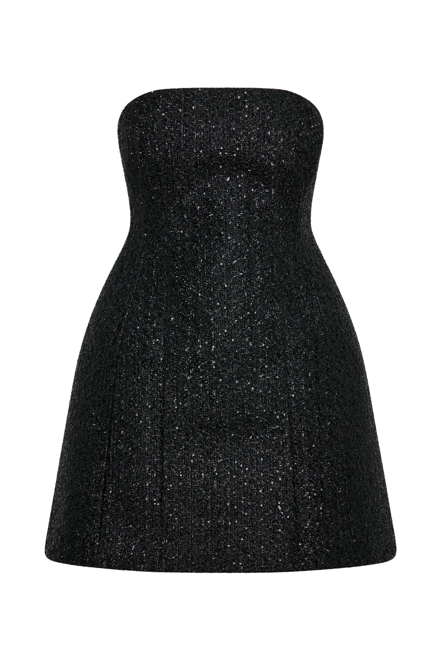 Gala Strapless Tweed Mini Dress - Black