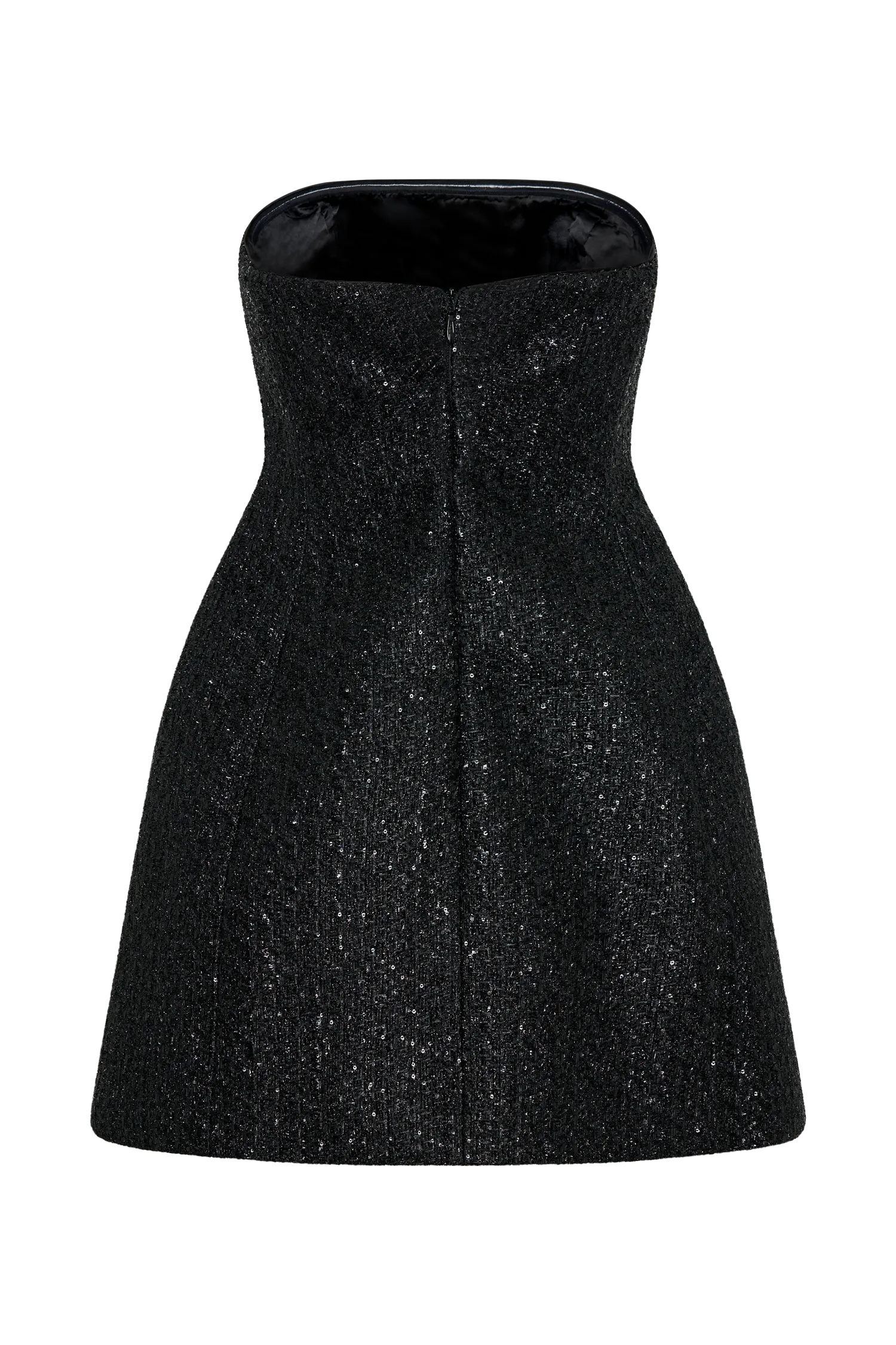 Gala Strapless Tweed Mini Dress - Black