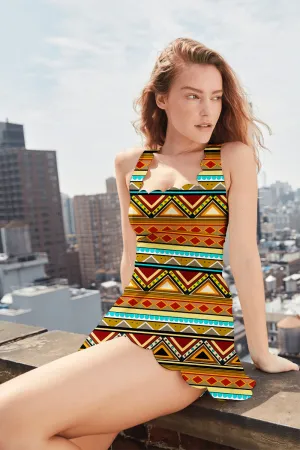 Geo Safari Scallop Dress