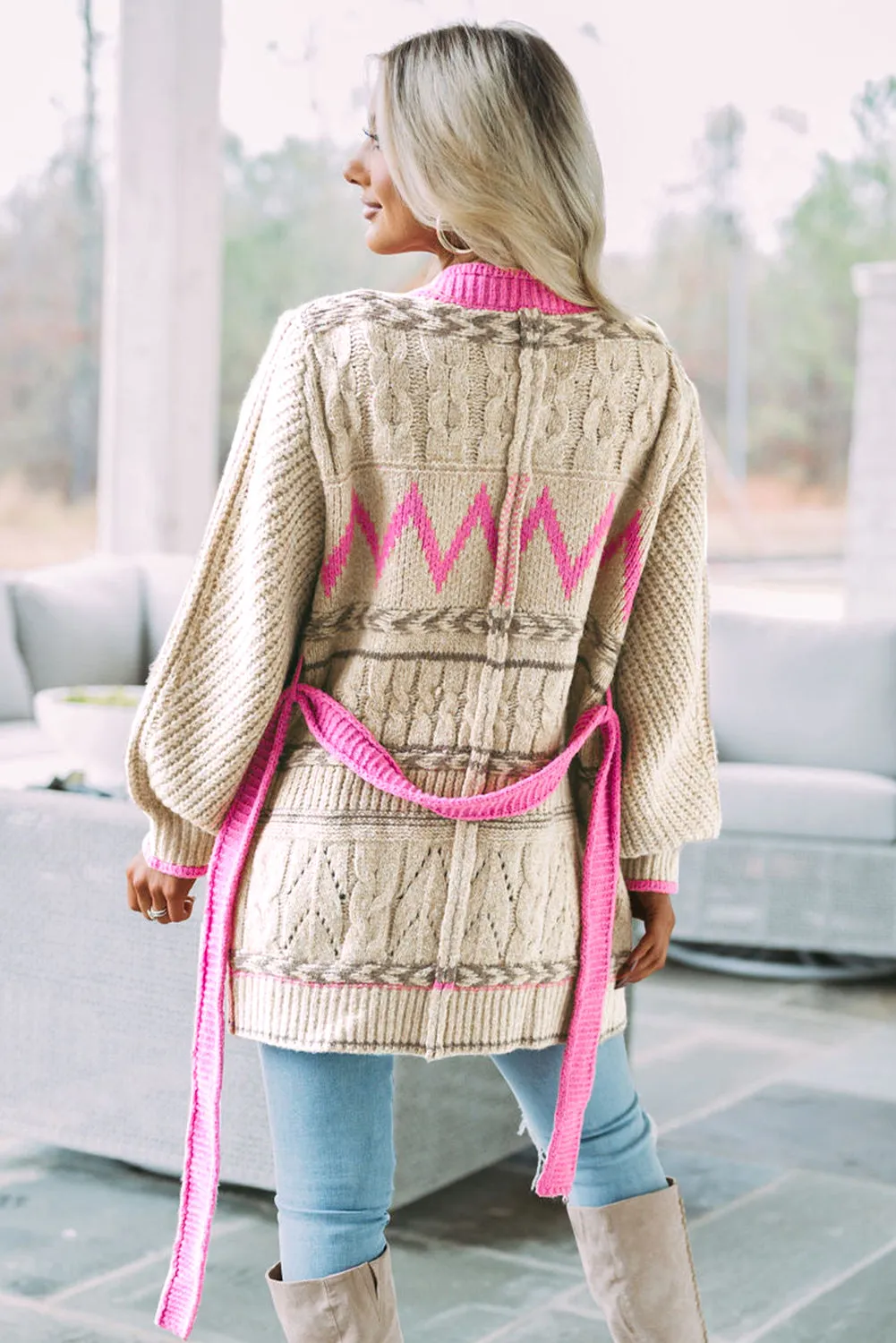 Geometric Cable Knit Cardigan