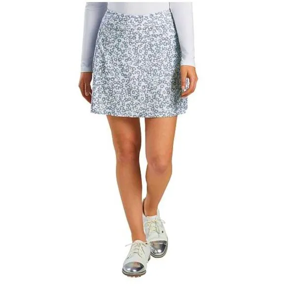 G/FORE Floral Print A-Line‎ Golf Tennis Activewear Zip Pocket Skort White Gray