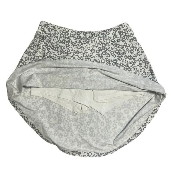 G/FORE Floral Print A-Line‎ Golf Tennis Activewear Zip Pocket Skort White Gray
