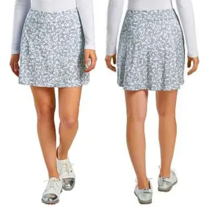 G/FORE Floral Print A-Line‎ Golf Tennis Activewear Zip Pocket Skort White Gray