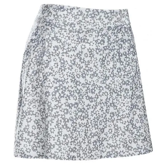 G/FORE Floral Print A-Line‎ Golf Tennis Activewear Zip Pocket Skort White Gray
