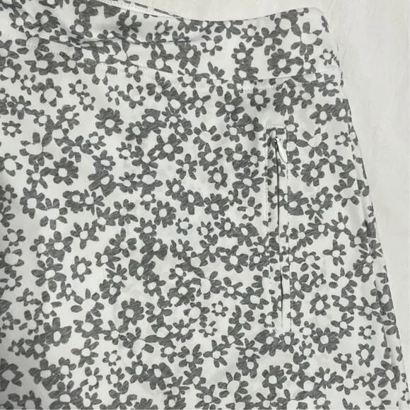 G/FORE Floral Print A-Line‎ Golf Tennis Activewear Zip Pocket Skort White Gray