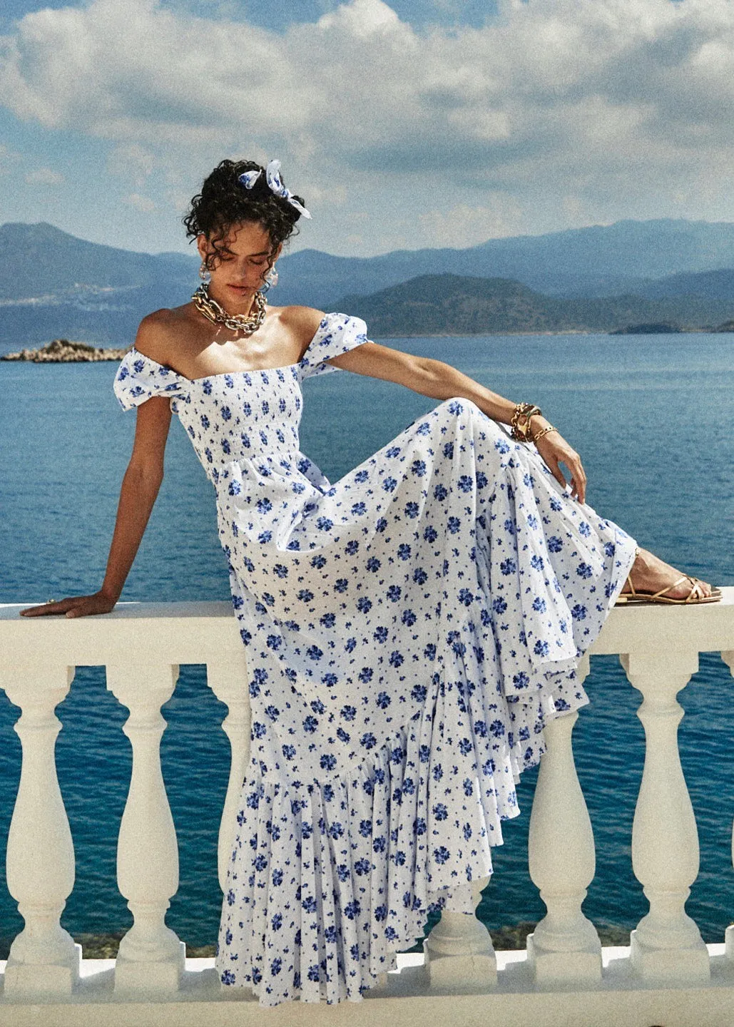 Gianna Maxi Dress (Blue Spot Floral)