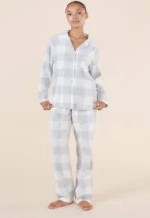 Gingerlilly Emery Buffalo Check Cotton PJ Set - Grey