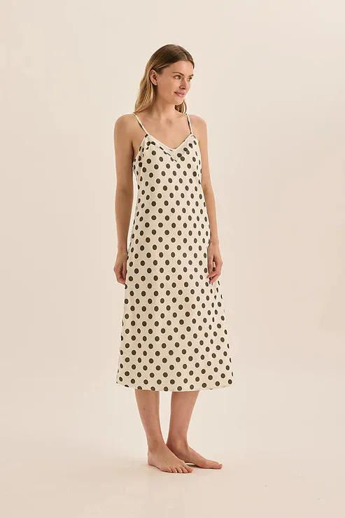 Gingerlilly Hannah Satin Slip - Olive Spot