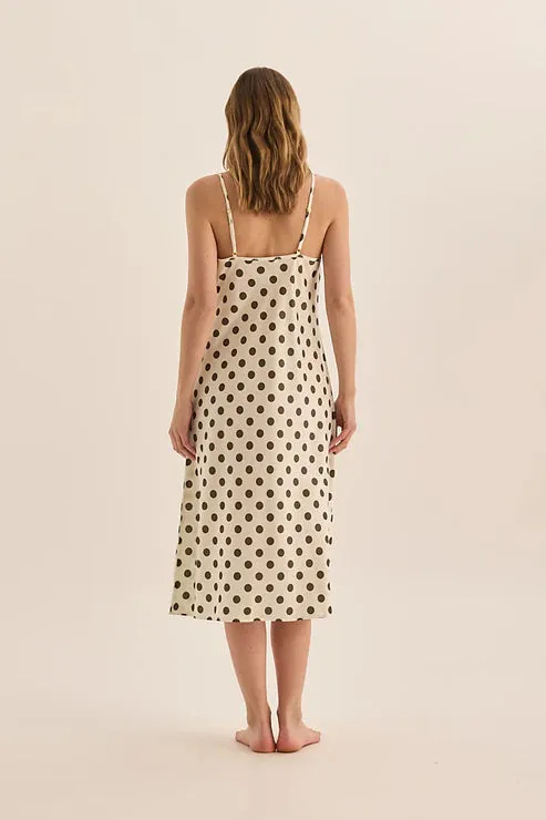 Gingerlilly Hannah Satin Slip - Olive Spot