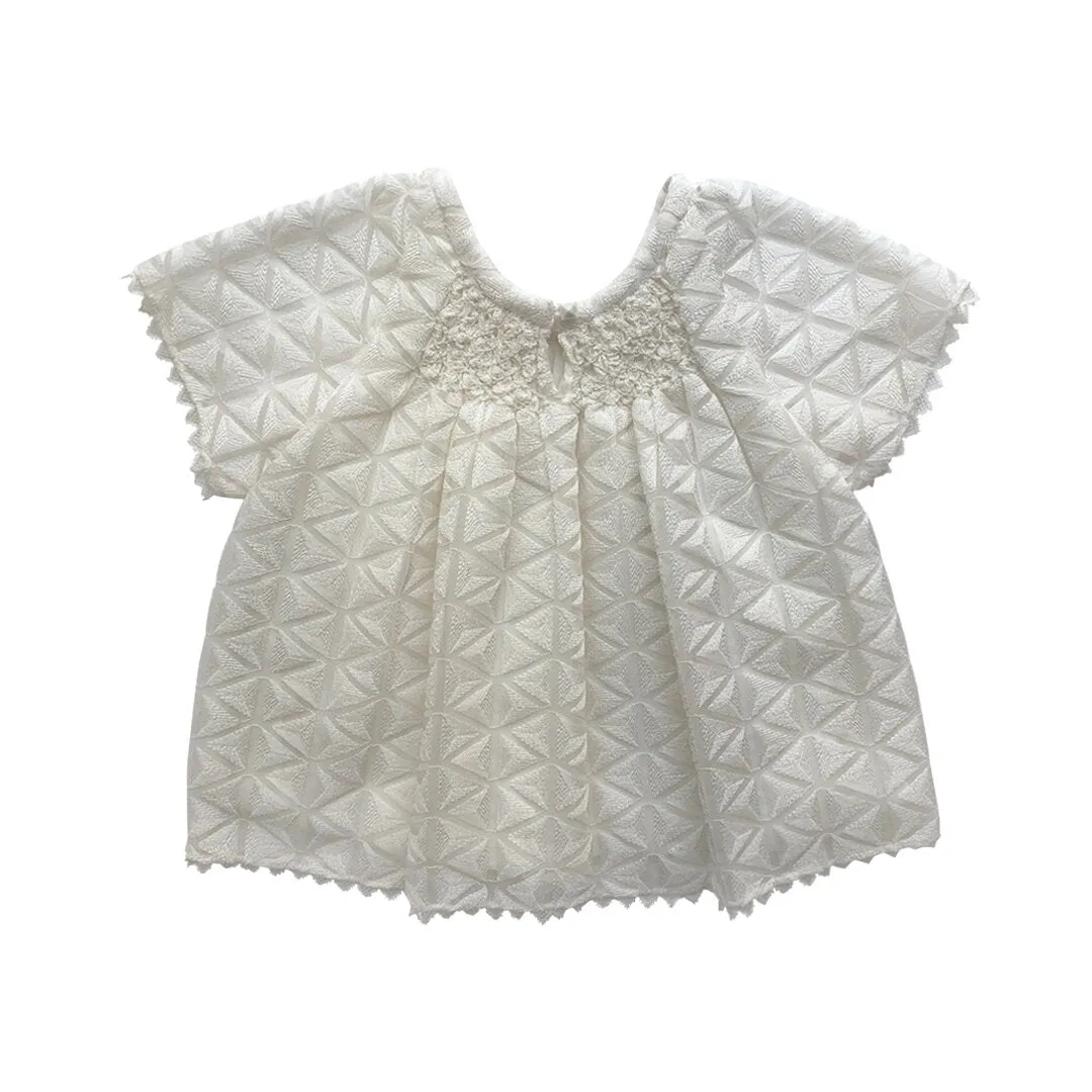 Girls Norah Embroidered Top - Egret