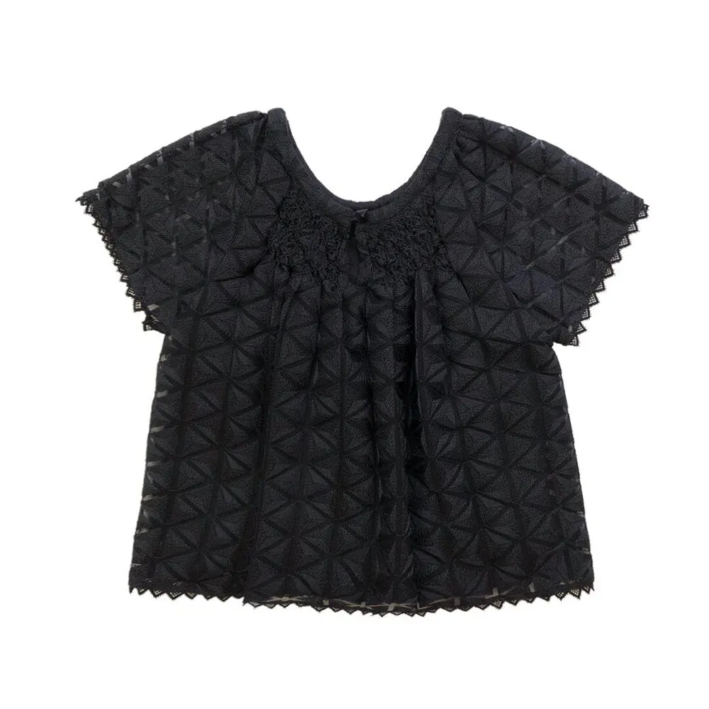 Girls Norah Embroidered Top - Meteorite