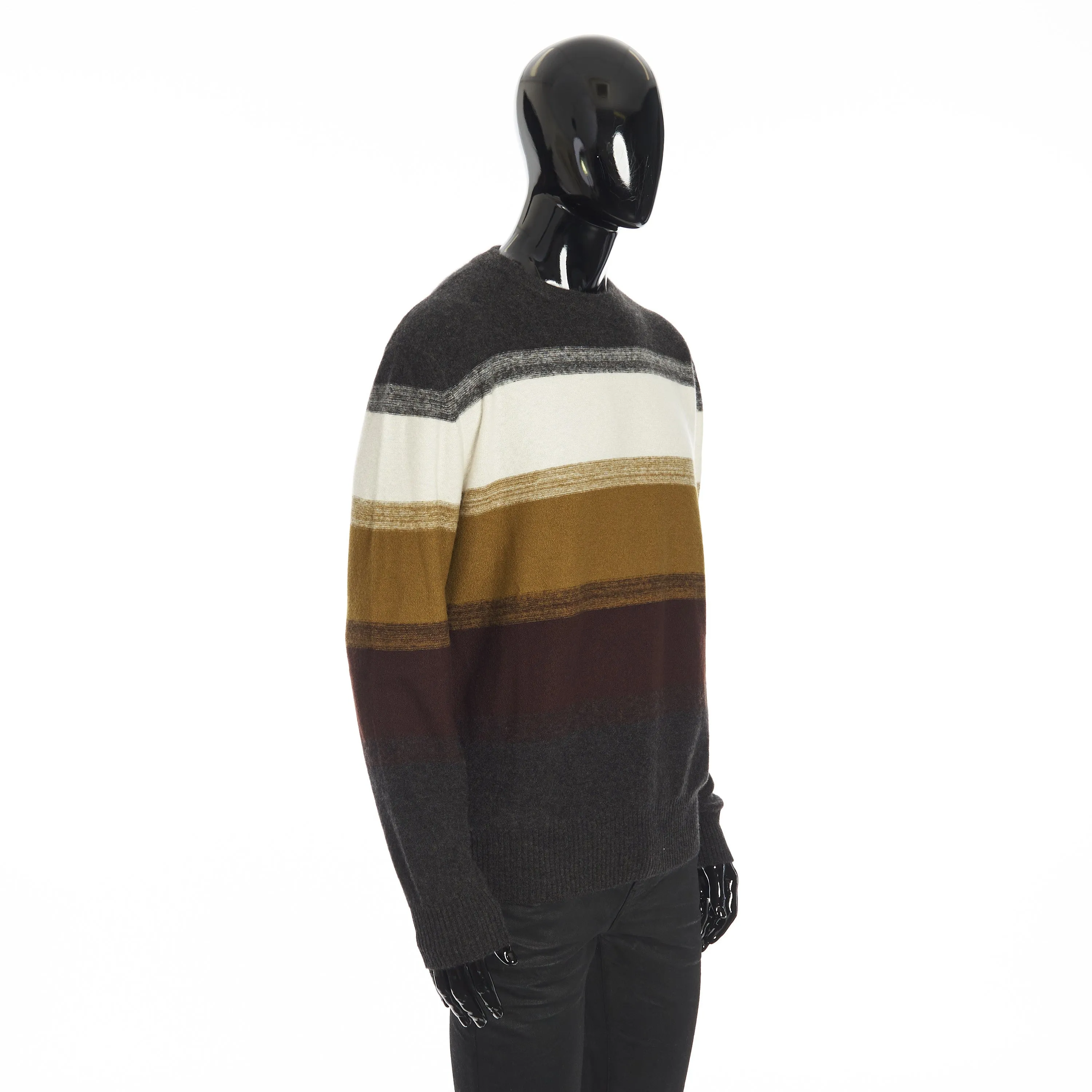 Glenshell Crew Neck Sweater In White/Acorn Melange Silk & Cashmere