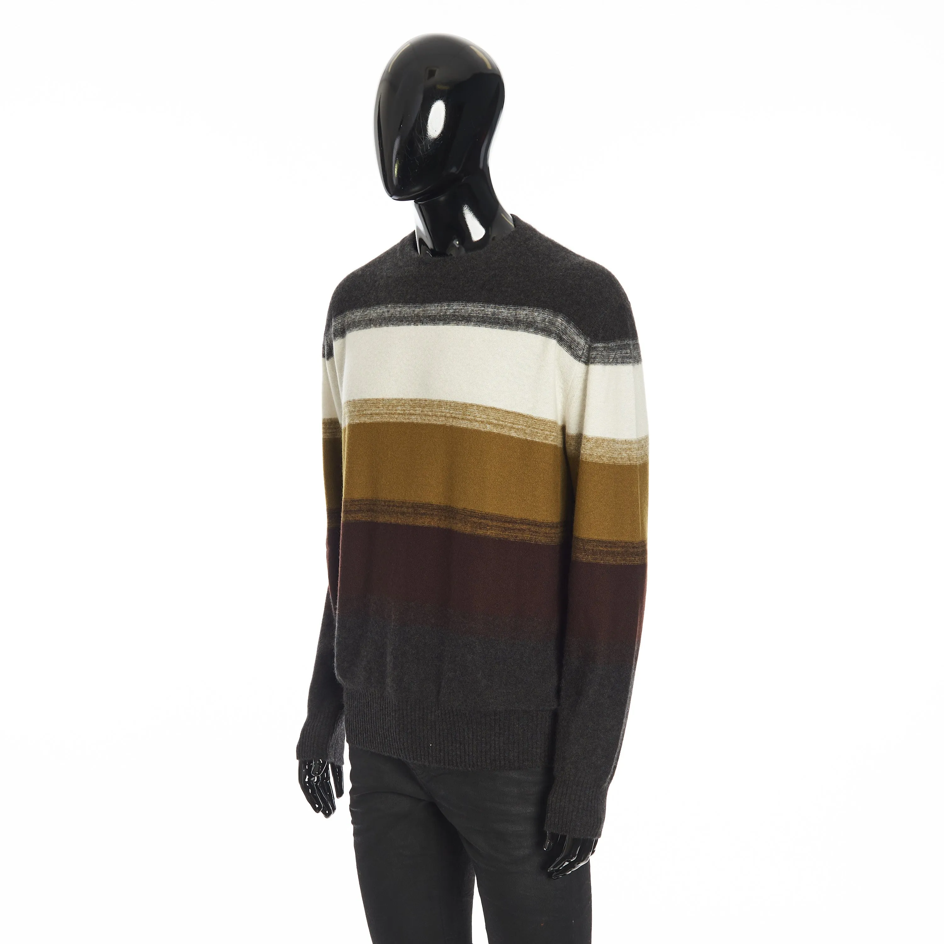 Glenshell Crew Neck Sweater In White/Acorn Melange Silk & Cashmere