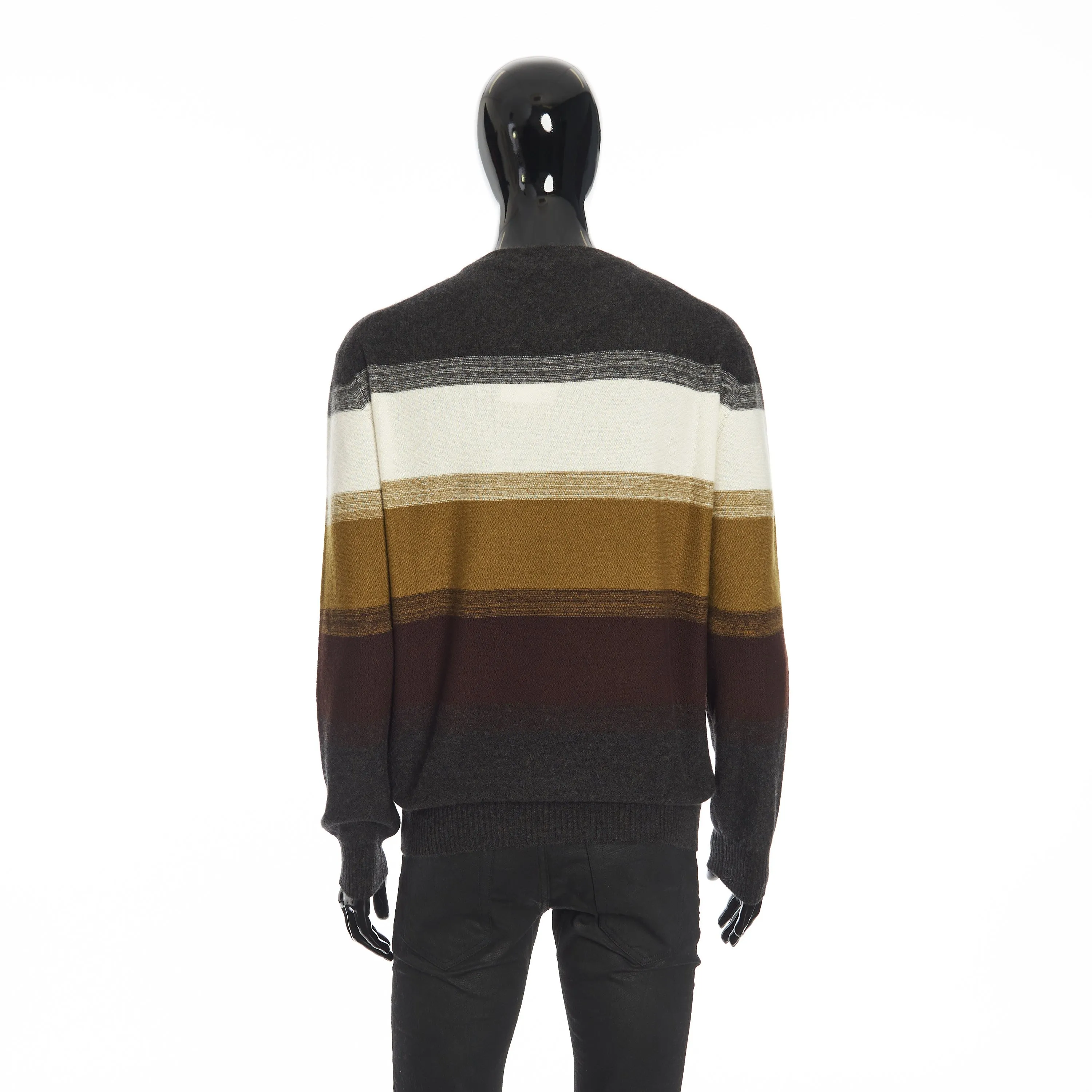 Glenshell Crew Neck Sweater In White/Acorn Melange Silk & Cashmere
